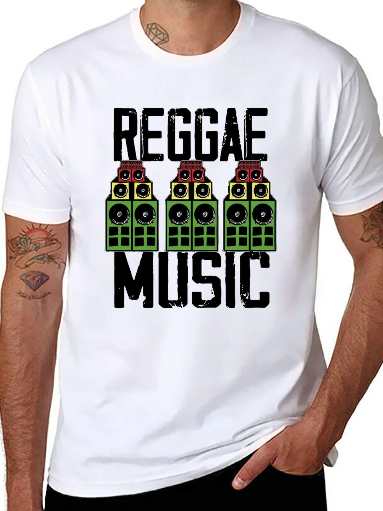 Camiseta Negra Reggae Music - Diseño Original
