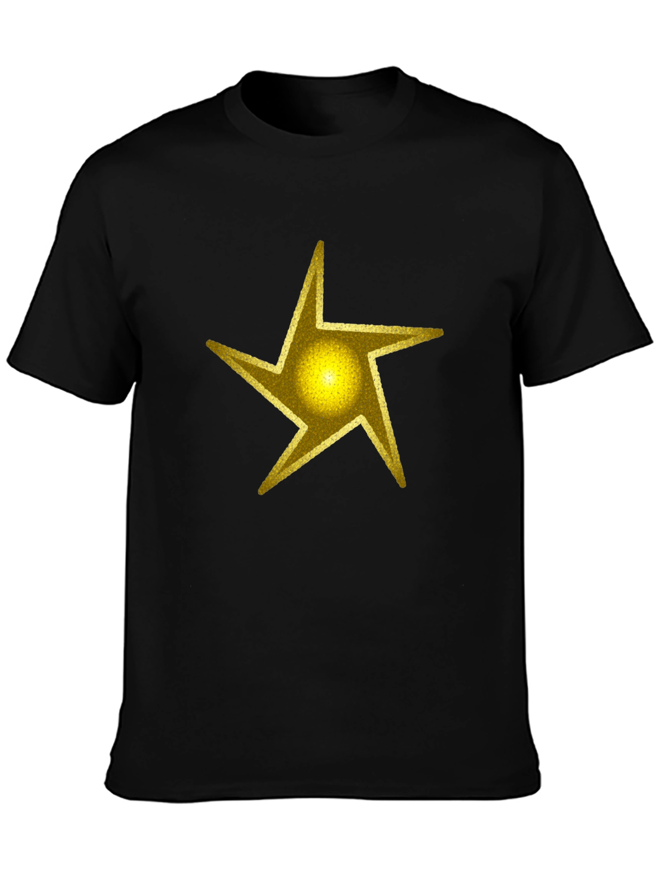 Camiseta Negra Estrella Dorada Hombre Casual