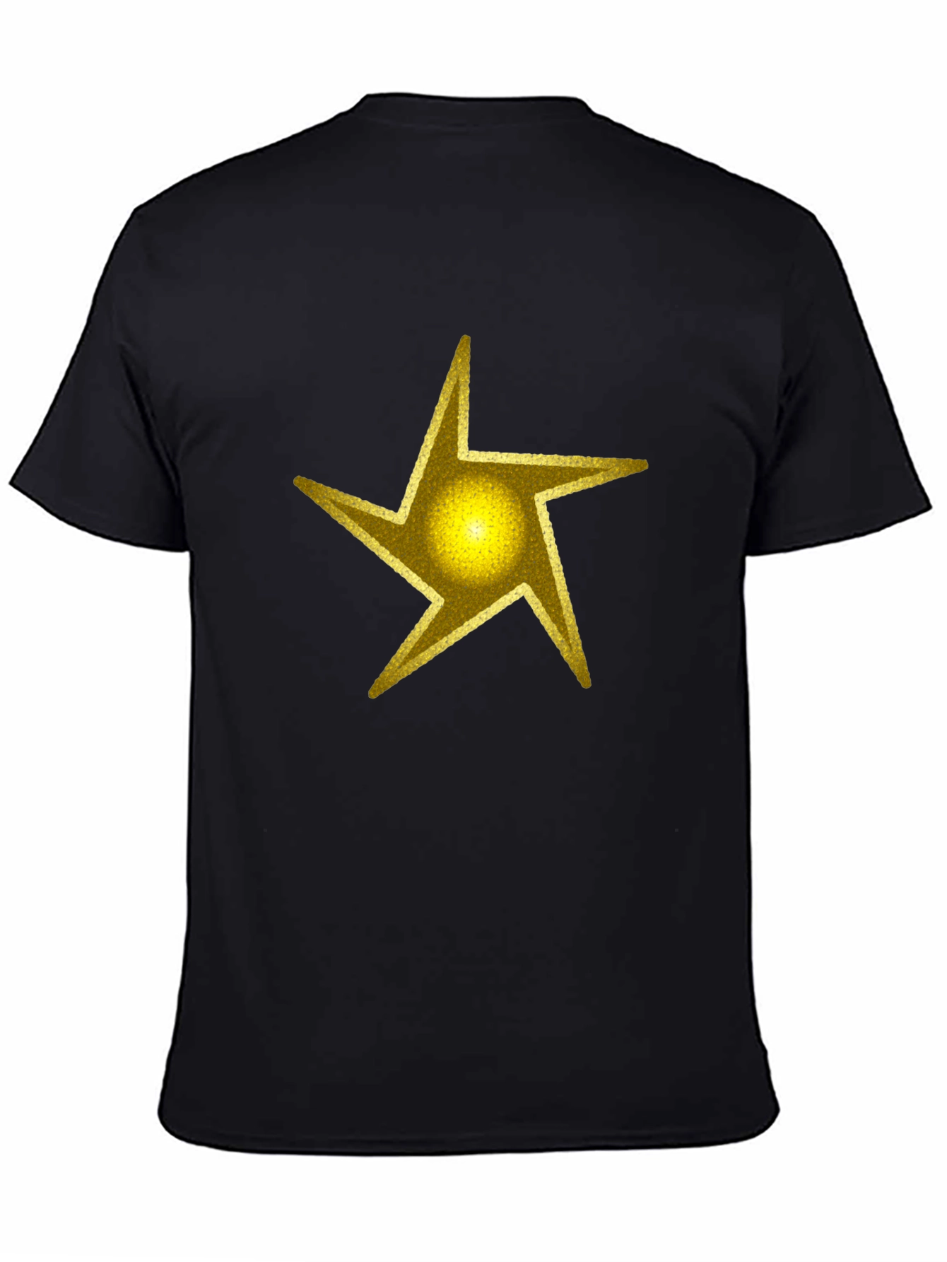 Camiseta Negra Estrella Dorada Hombre Casual