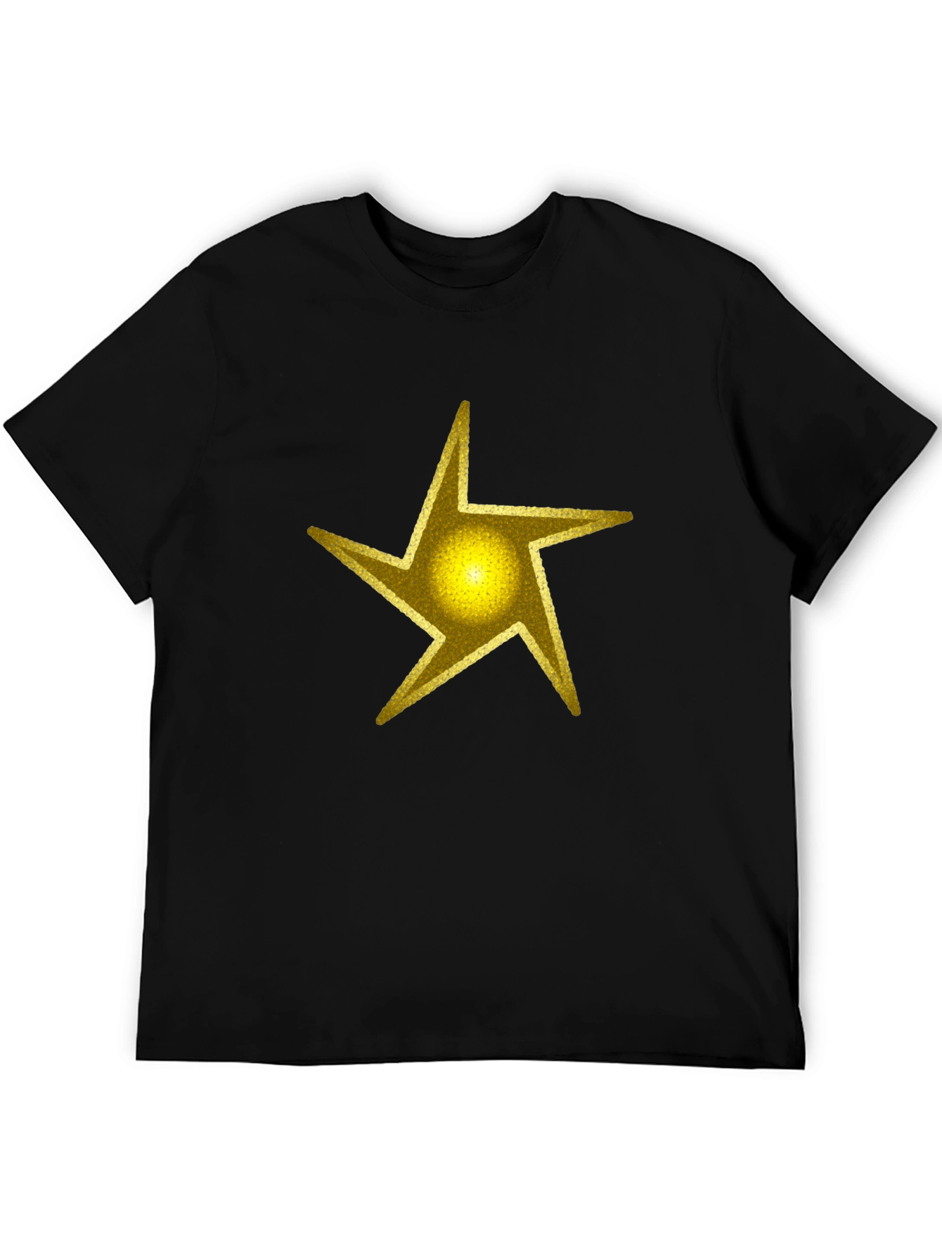 Camiseta Negra Estrella Dorada Hombre Casual
