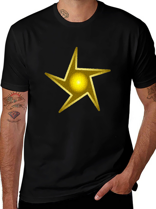 Camiseta Negra Estrella Dorada Hombre Casual