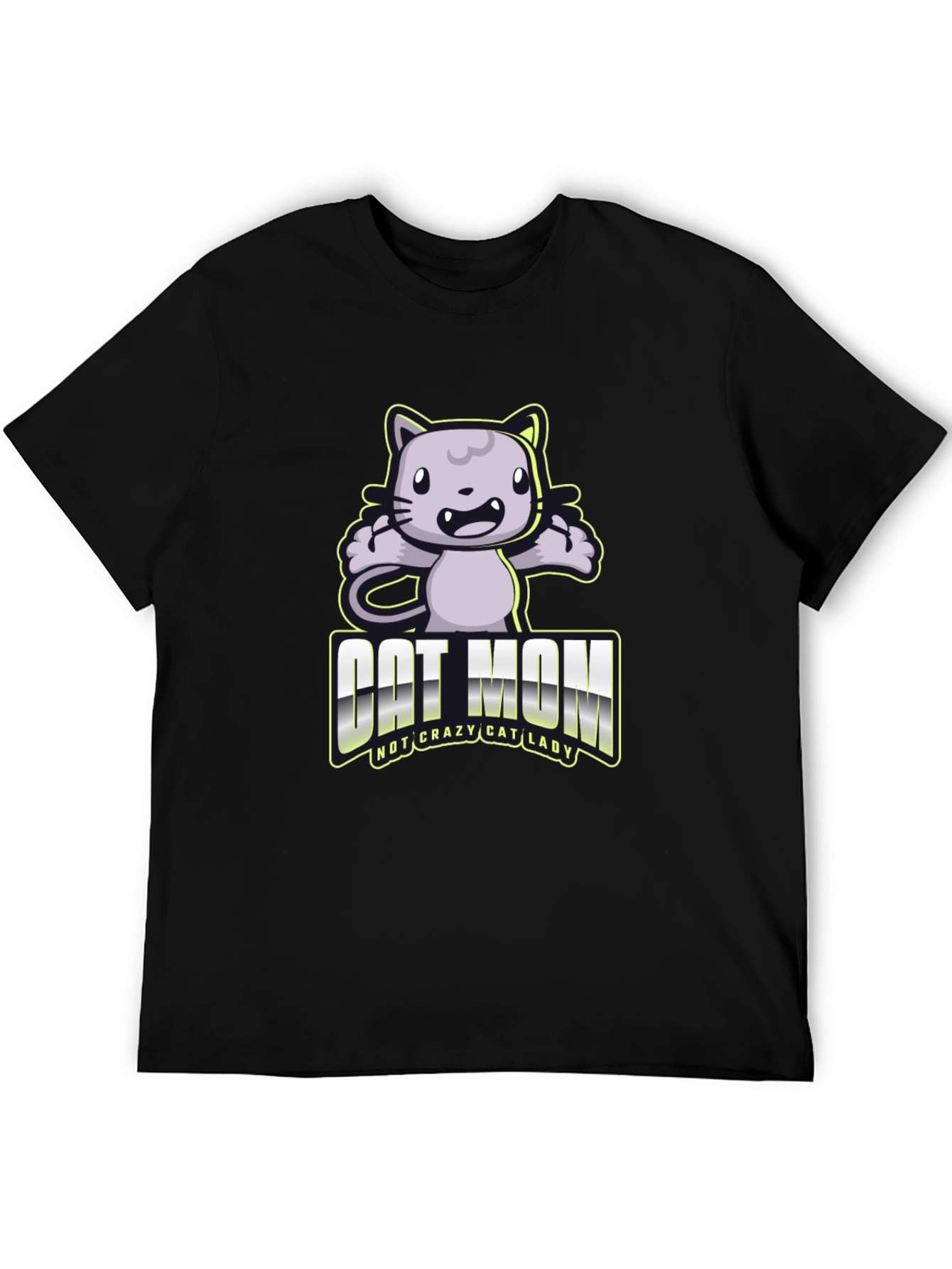 Camiseta Negra Cat Mom Divertida