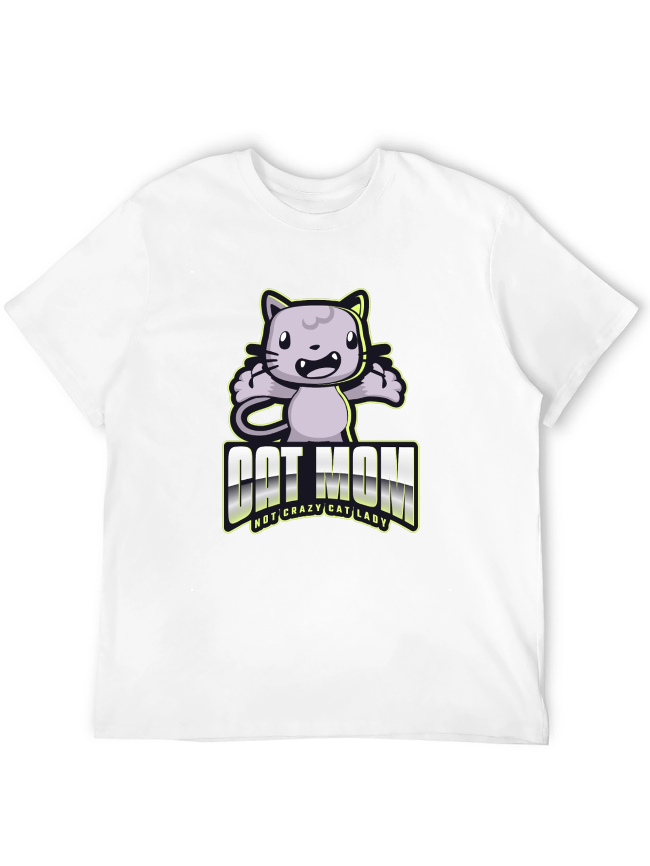 Camiseta Negra Cat Mom Divertida