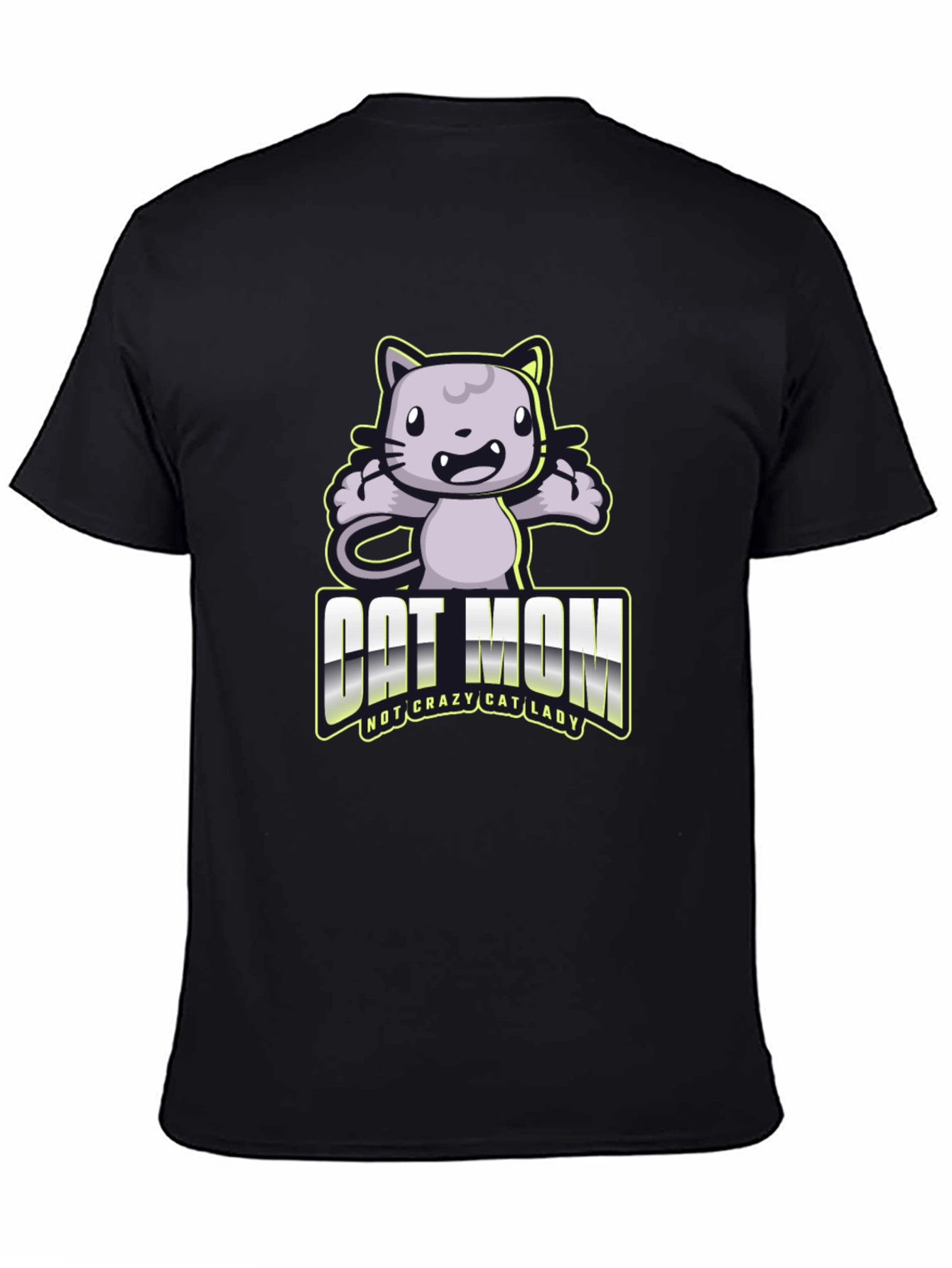 Camiseta Negra Cat Mom Divertida
