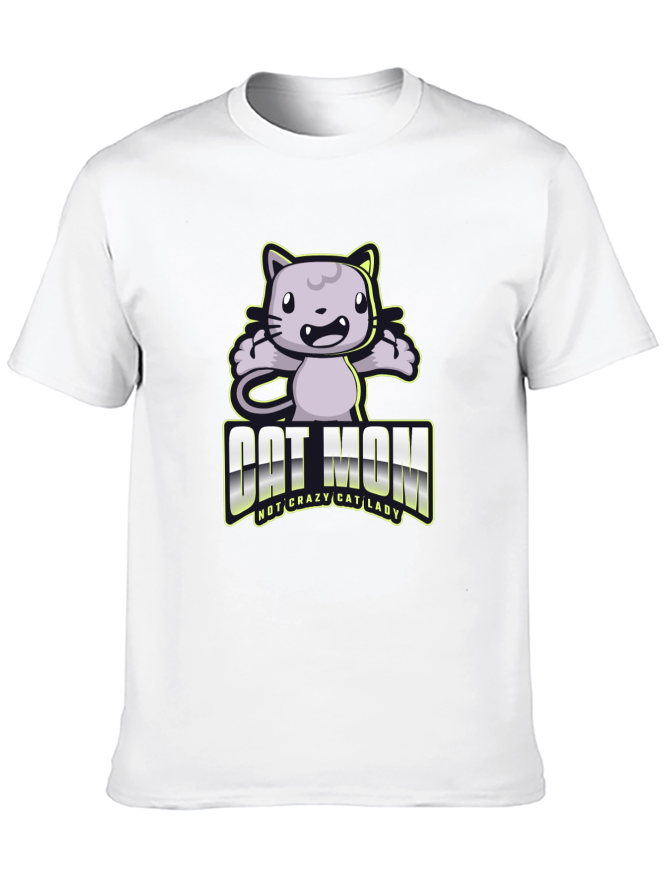 Camiseta Negra Cat Mom Divertida
