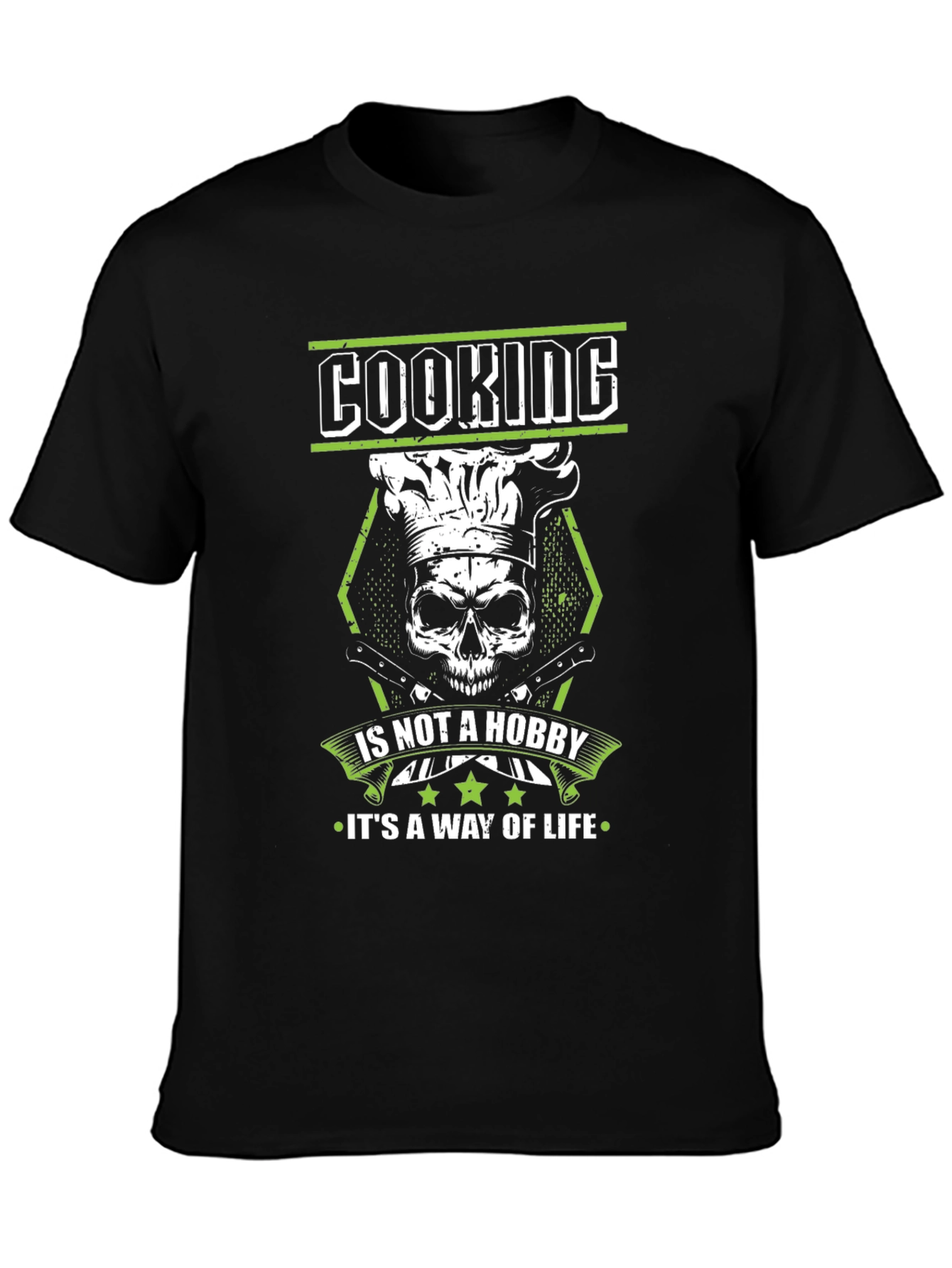 Camiseta Negra de Cocinero con Diseño de Calavera