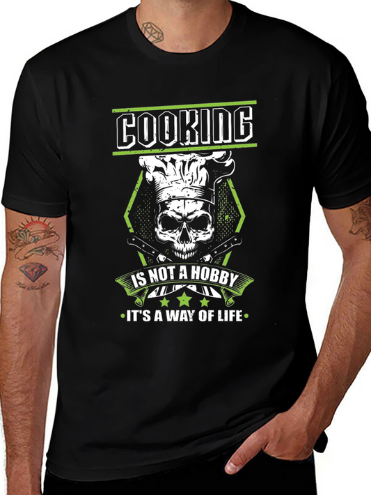Camiseta Negra de Cocinero con Diseño de Calavera