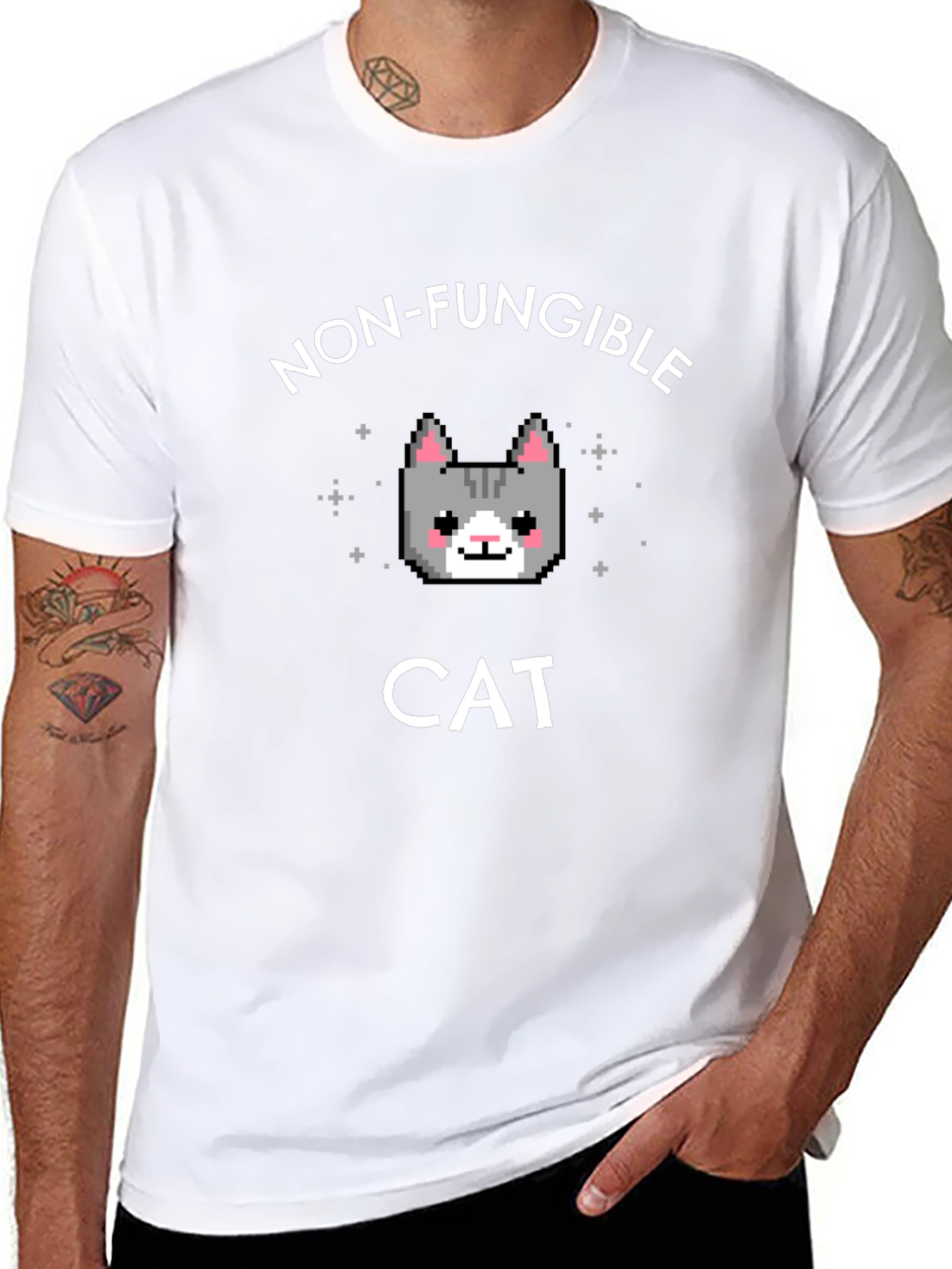 Camiseta NFT Gato Pixelado - Exclusividad Digital