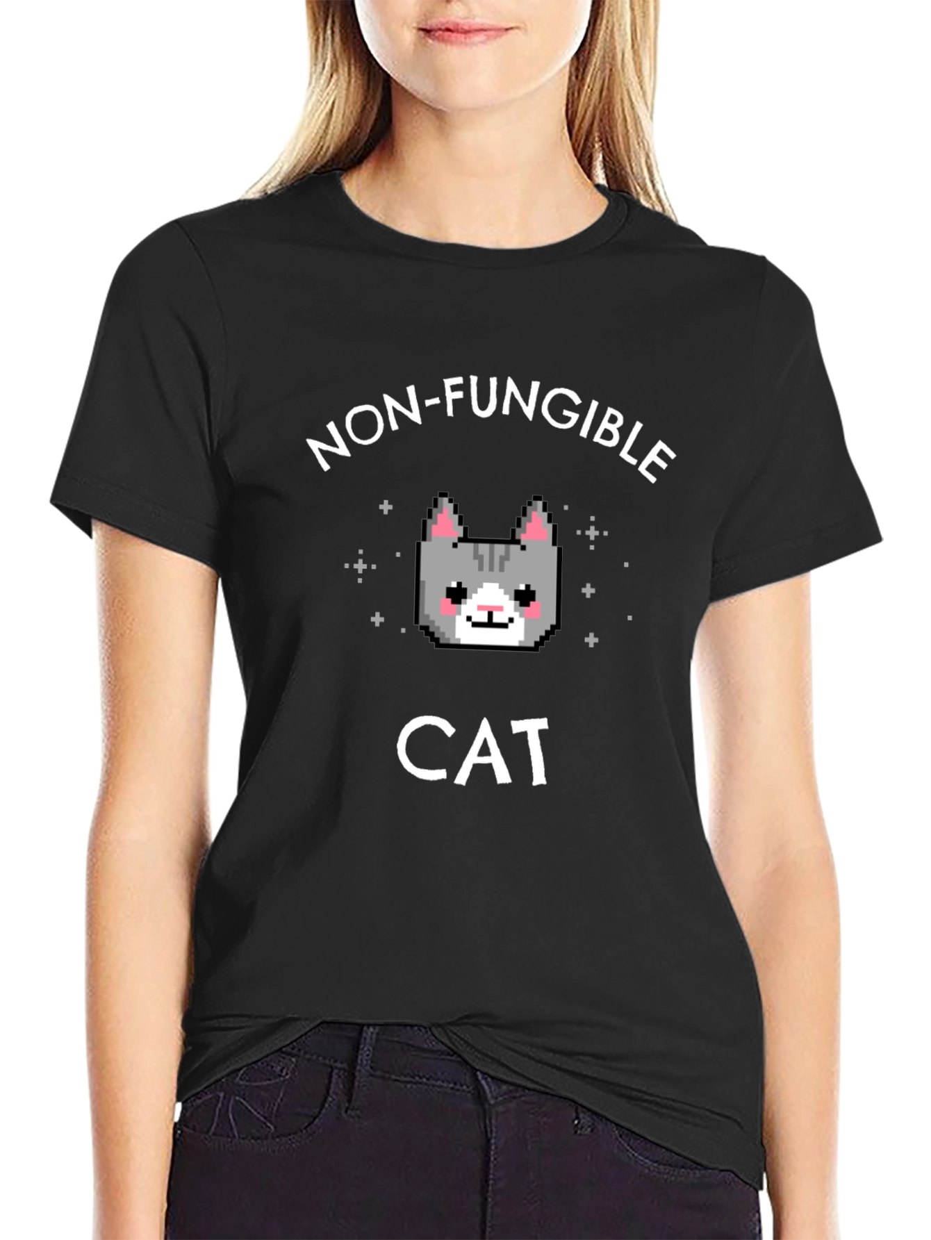 Camiseta NFT Gato Pixelado - Exclusividad Digital