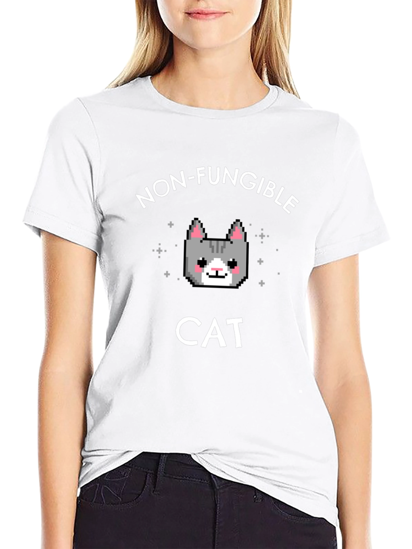 Camiseta NFT Gato Pixelado - Exclusividad Digital