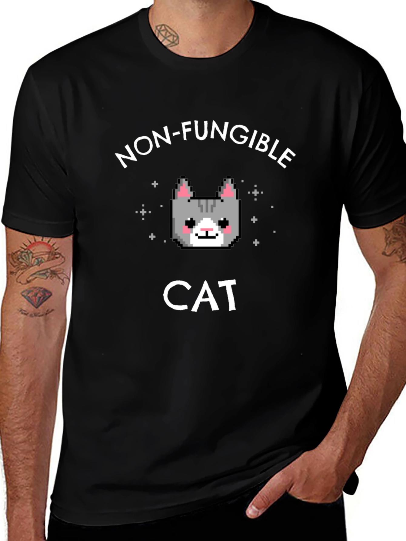 Camiseta NFT Gato Pixelado - Exclusividad Digital