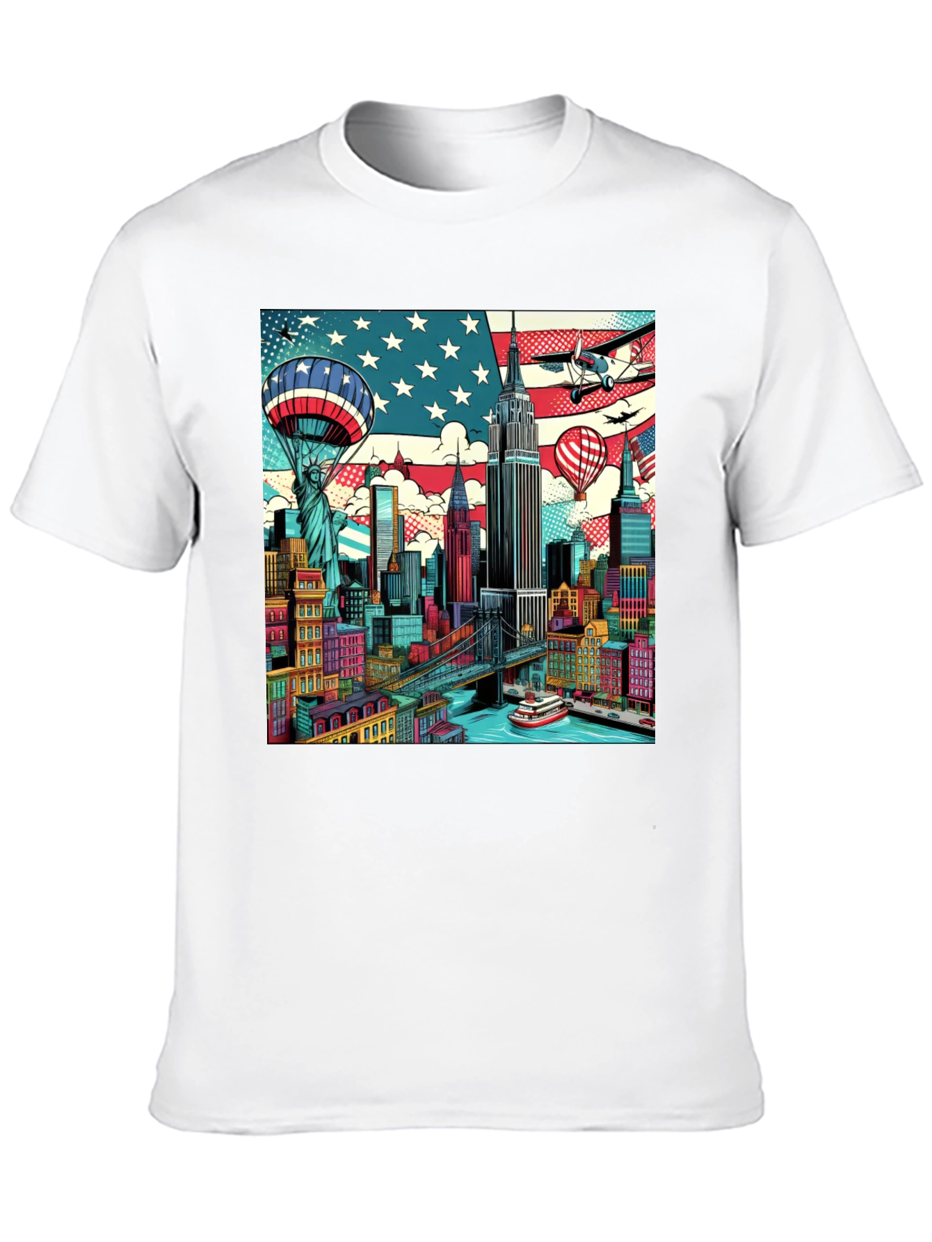 Camiseta Negra con Diseño Urbano Estadounidense