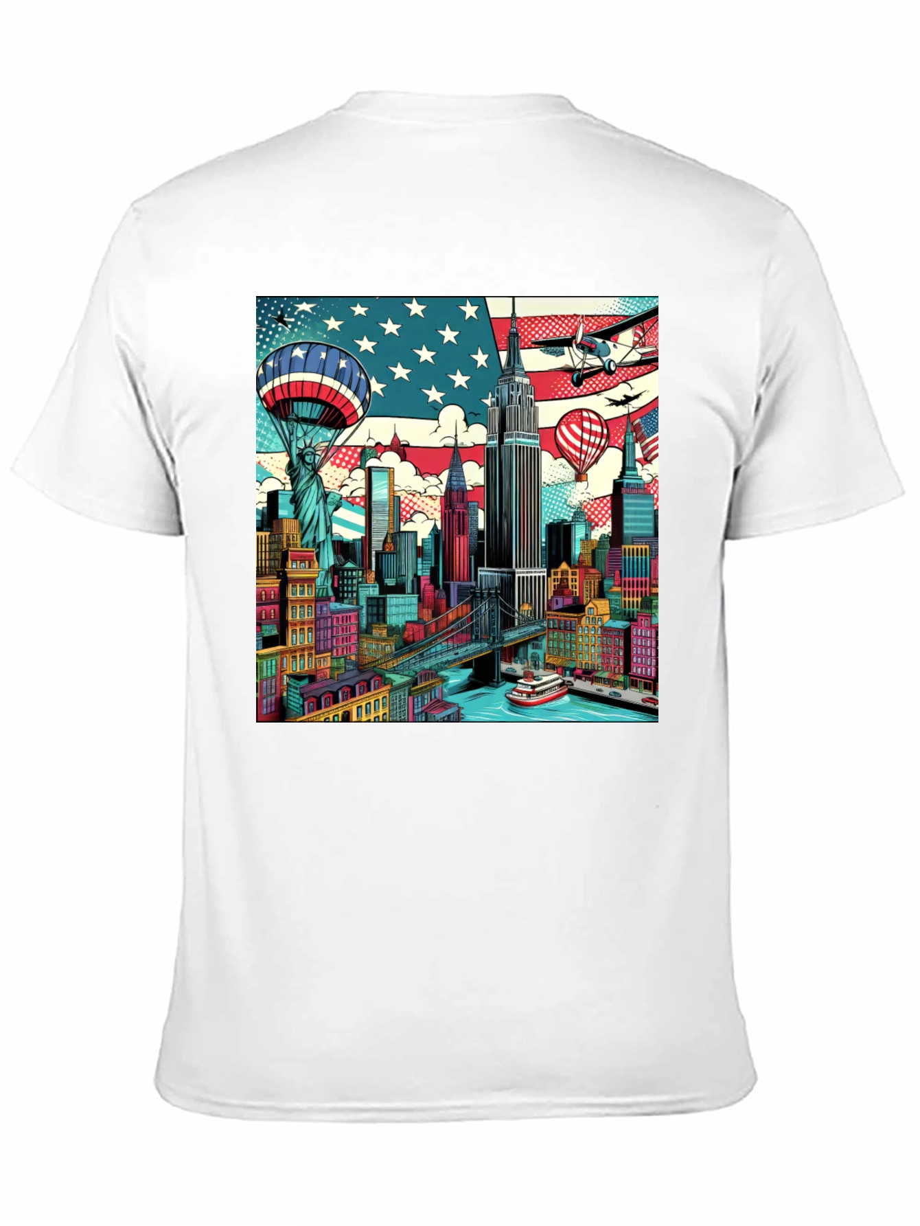 Camiseta Negra con Diseño Urbano Estadounidense