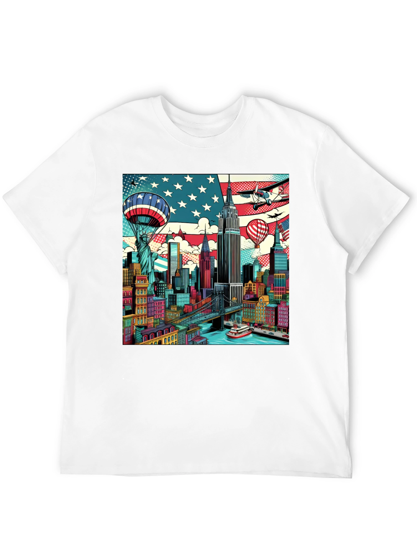 Camiseta Negra con Diseño Urbano Estadounidense