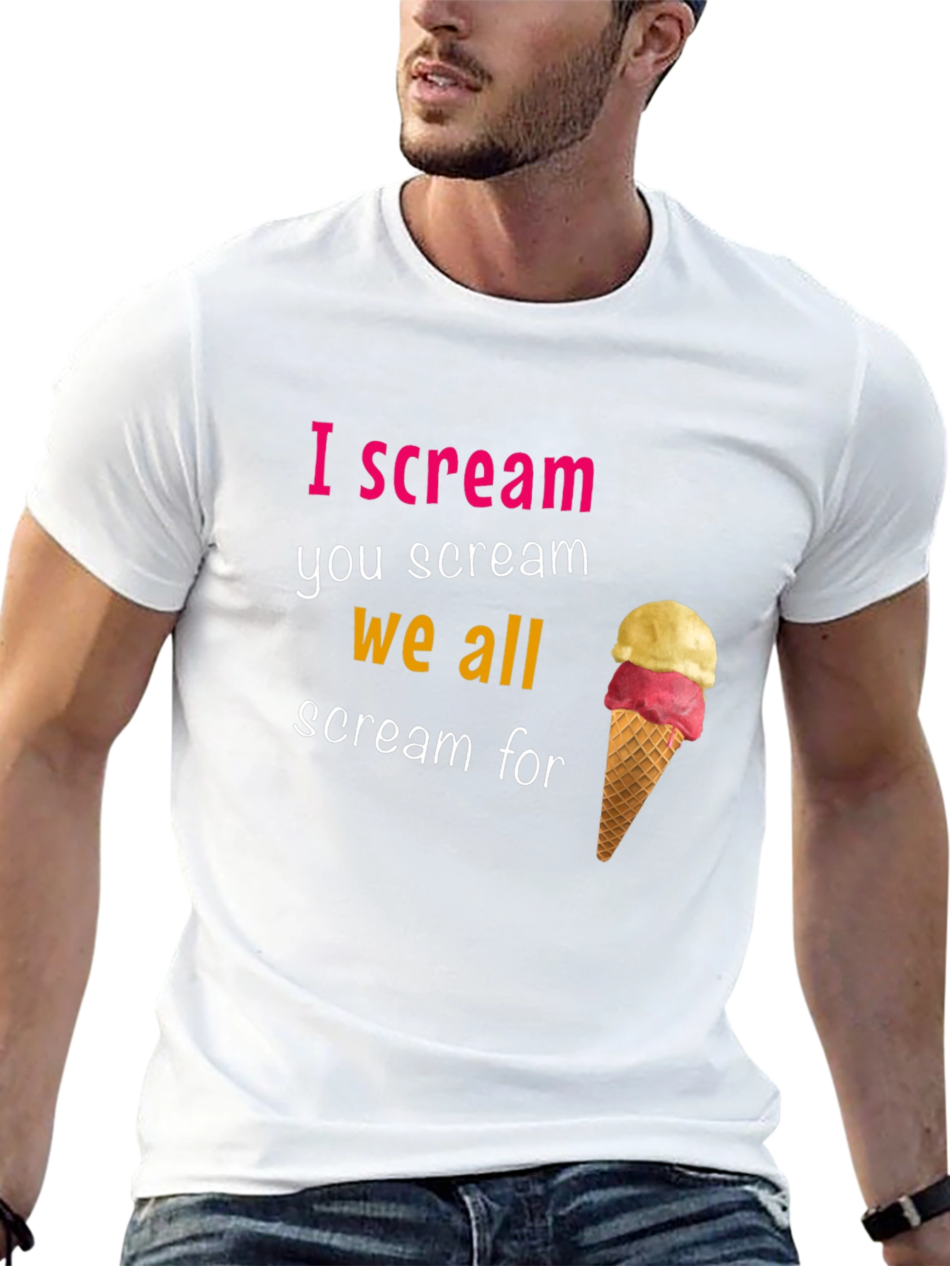 Camiseta Negra I Scream con Diseño de Helado
