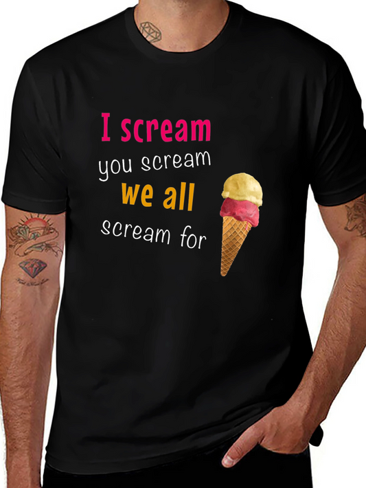 Camiseta Negra I Scream con Diseño de Helado