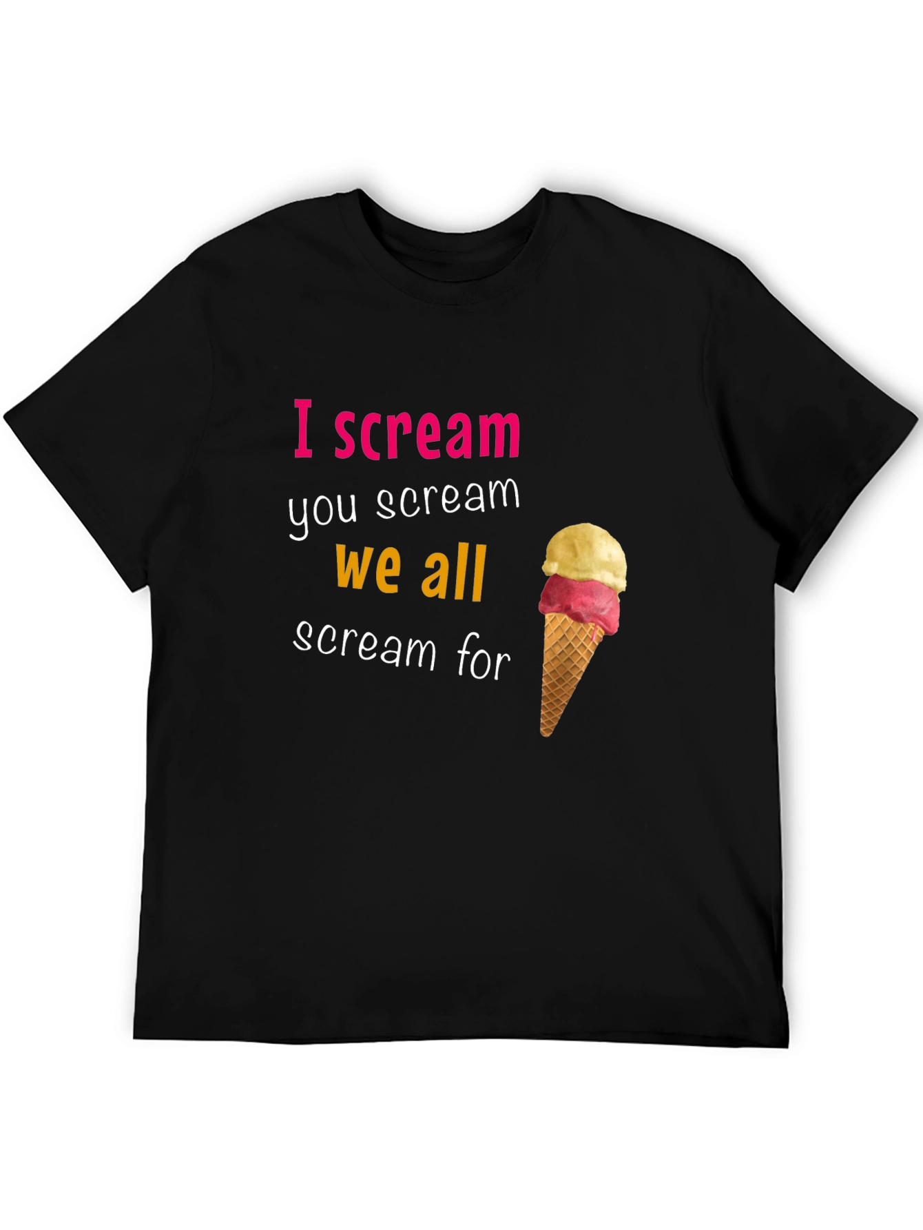 Camiseta Negra I Scream con Diseño de Helado