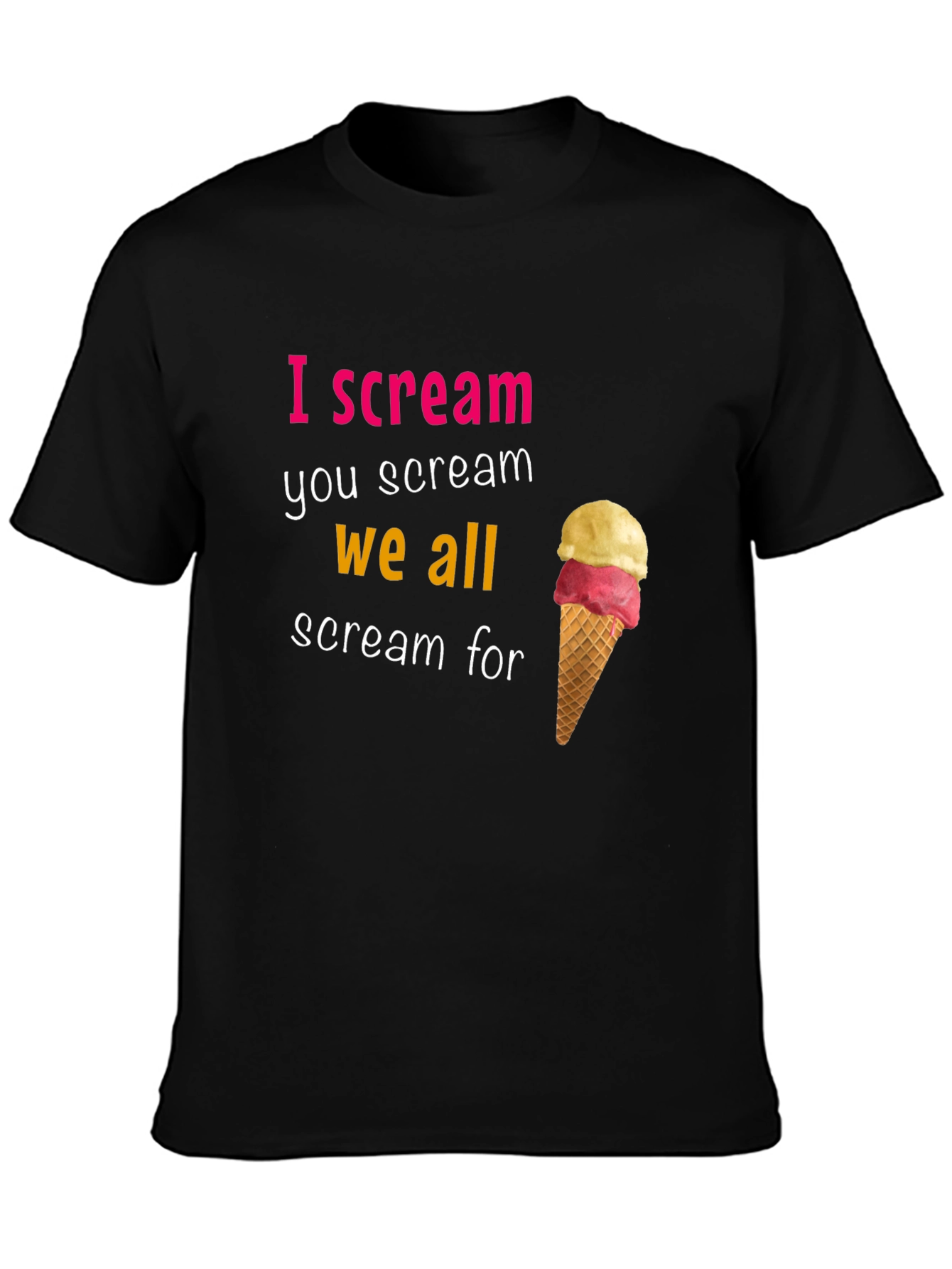 Camiseta Negra I Scream con Diseño de Helado