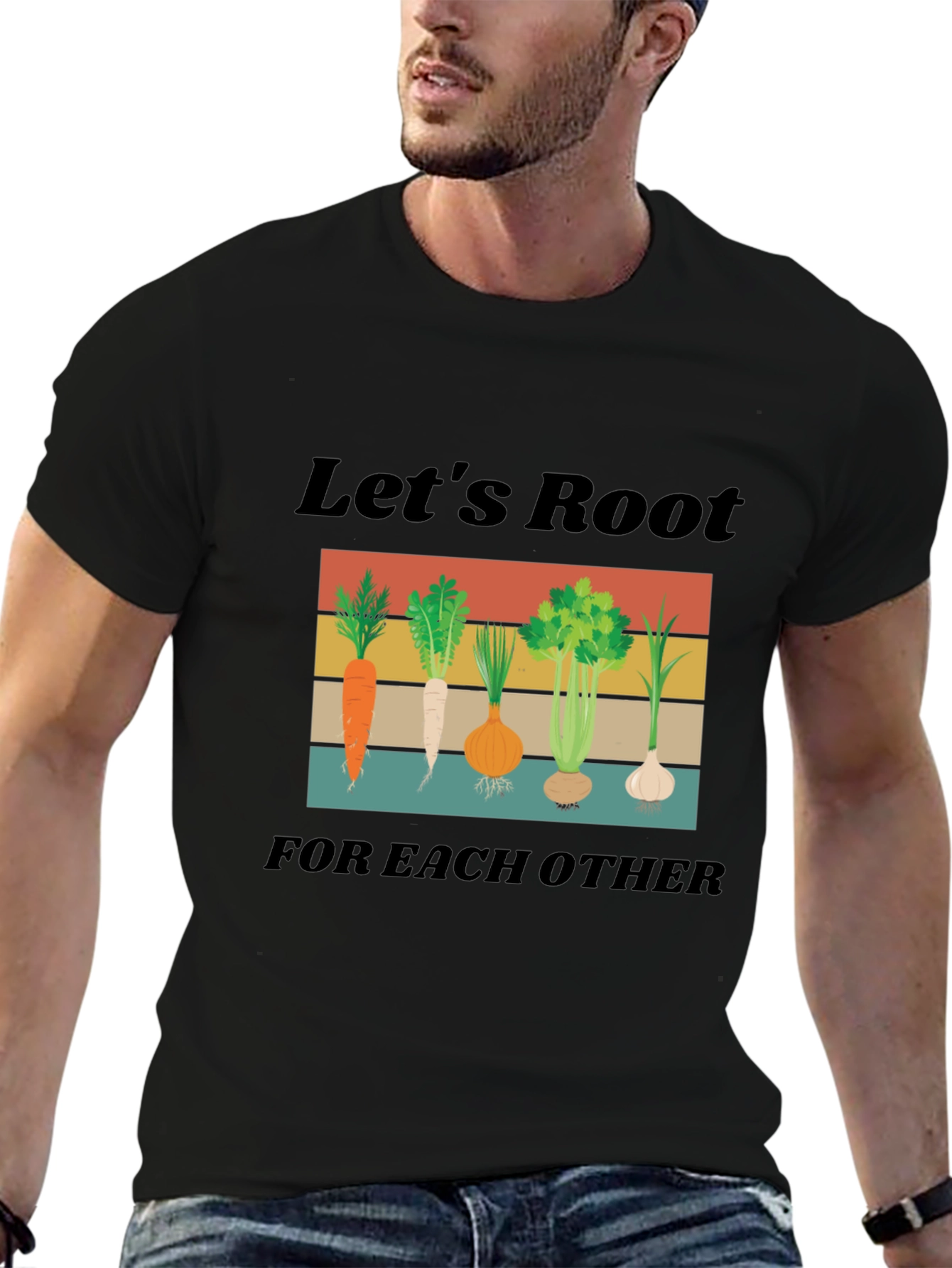 Camiseta Negra Lets Root For Each Other Unisex