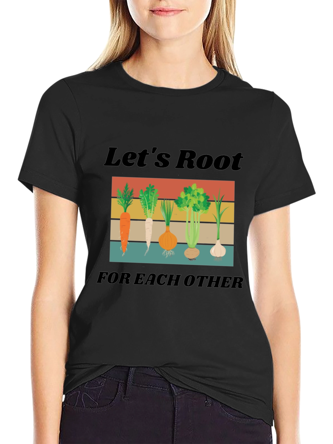 Camiseta Negra Lets Root For Each Other Unisex