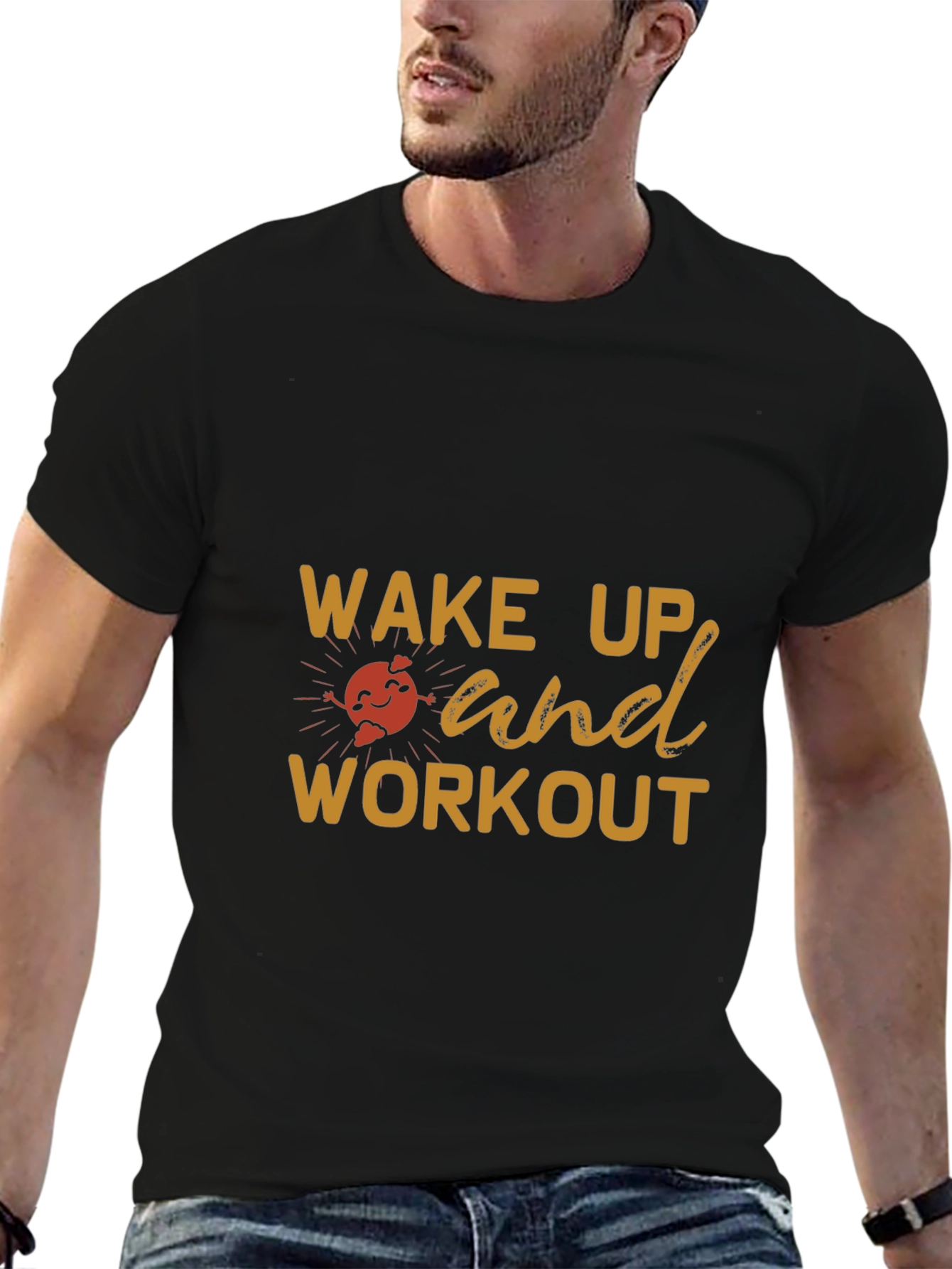 Camiseta Negra Deportiva Wake Up and Workout