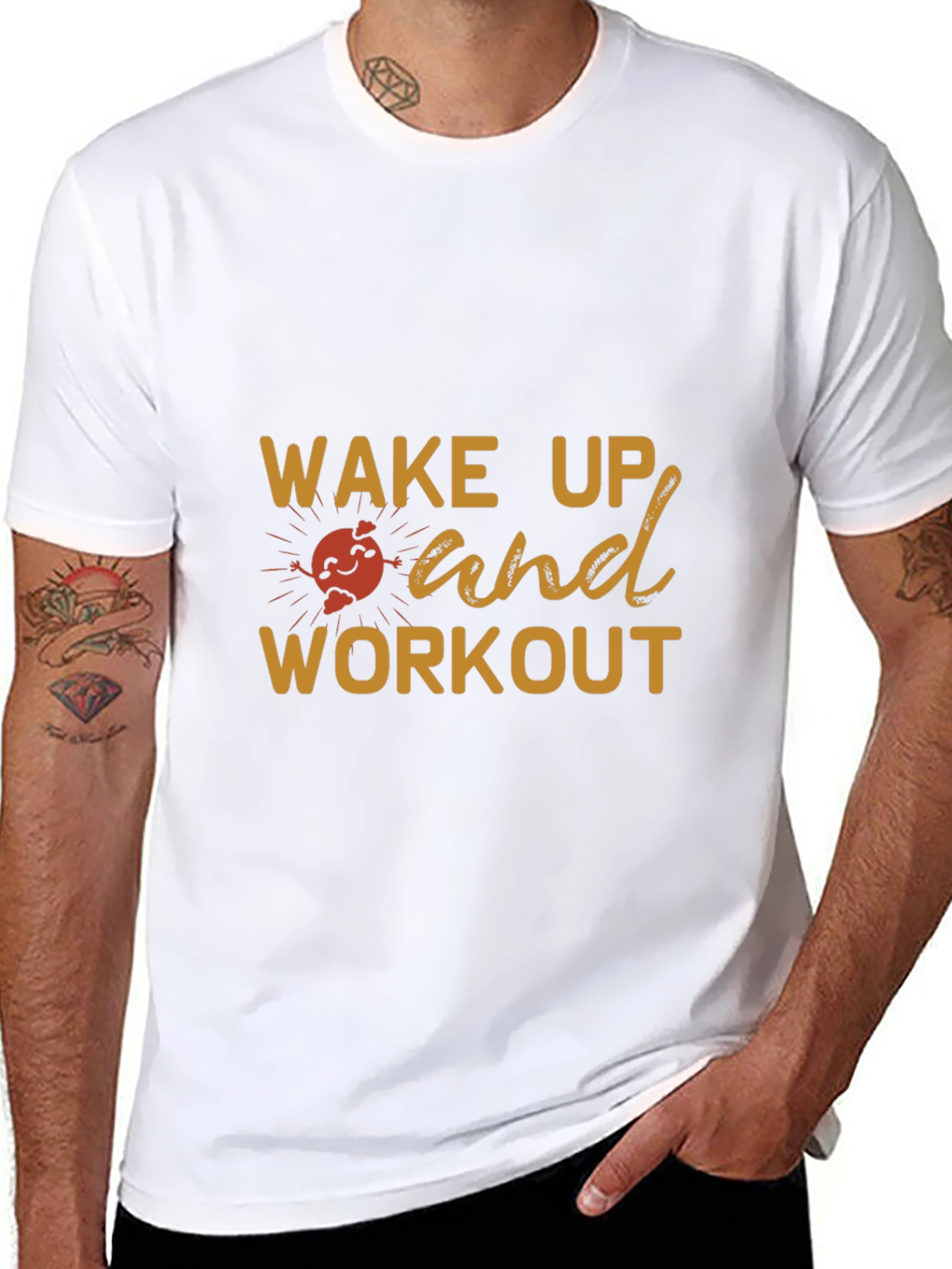 Camiseta Negra Deportiva Wake Up and Workout