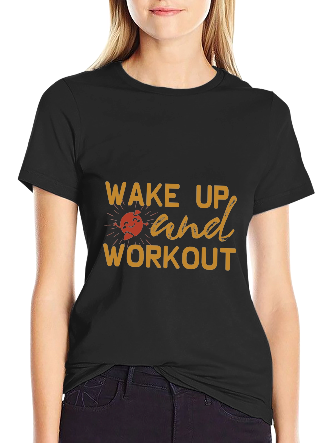 Camiseta Negra Deportiva Wake Up and Workout