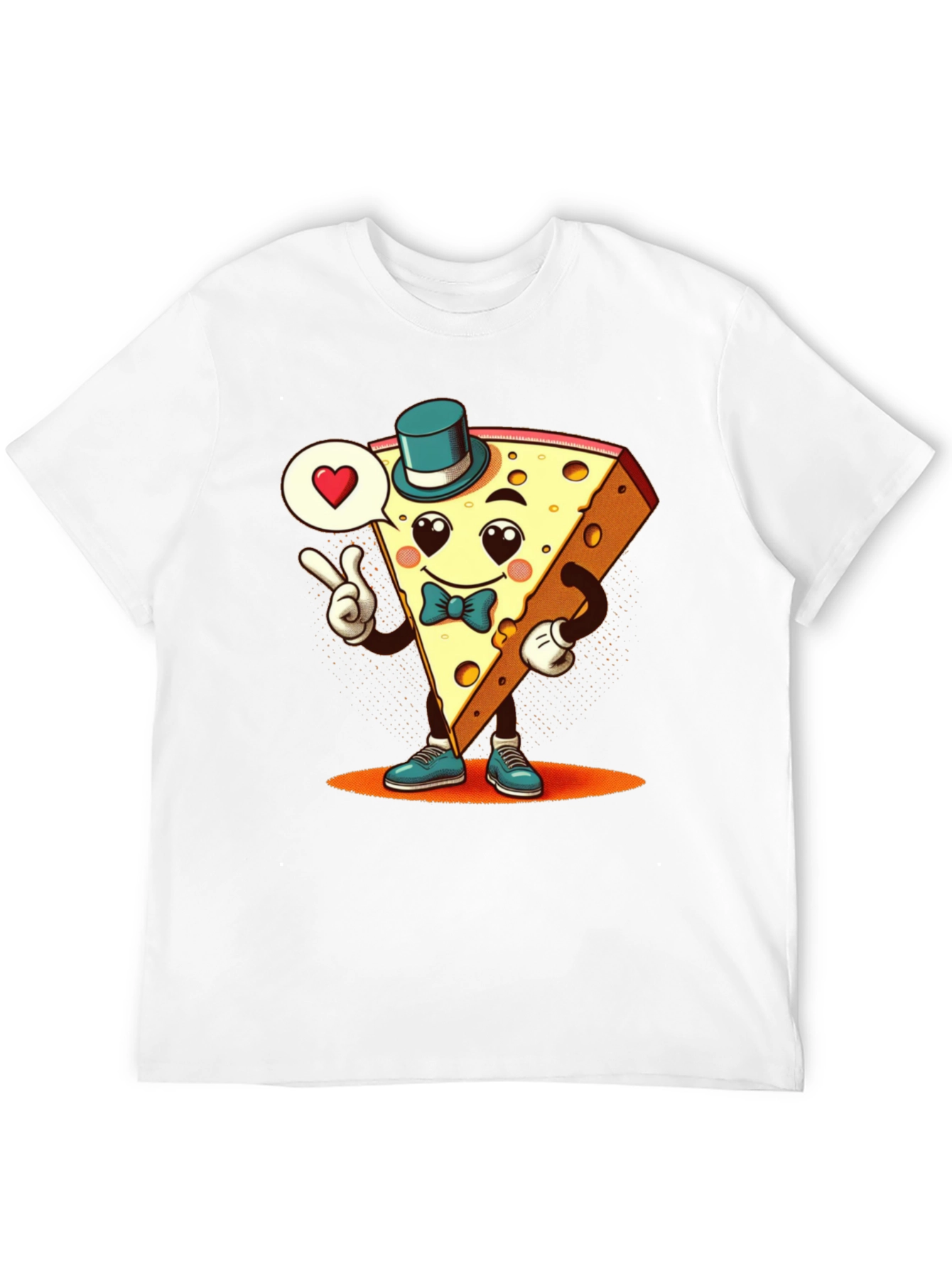 Camiseta Negra con Queso Animado Enamorado