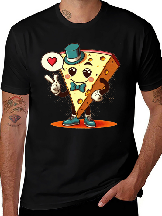 Camiseta Negra con Queso Animado Enamorado