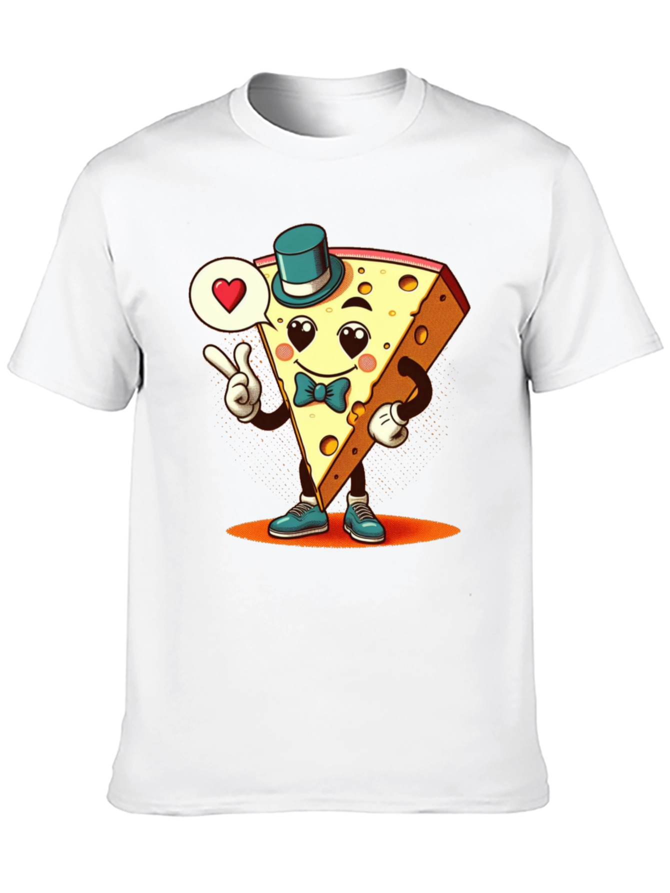 Camiseta Negra con Queso Animado Enamorado