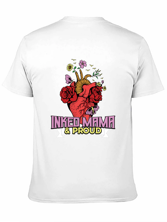 Camiseta Negra Inked Mama & Proud Corazón Floral
