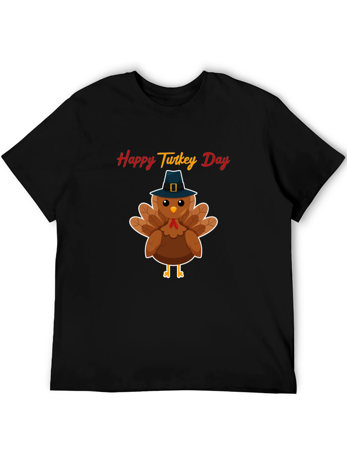 Camiseta Negra Feliz Día del Pavo - Diseño festivo