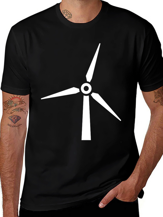 Camiseta Negra con Diseño de Aerogenerador