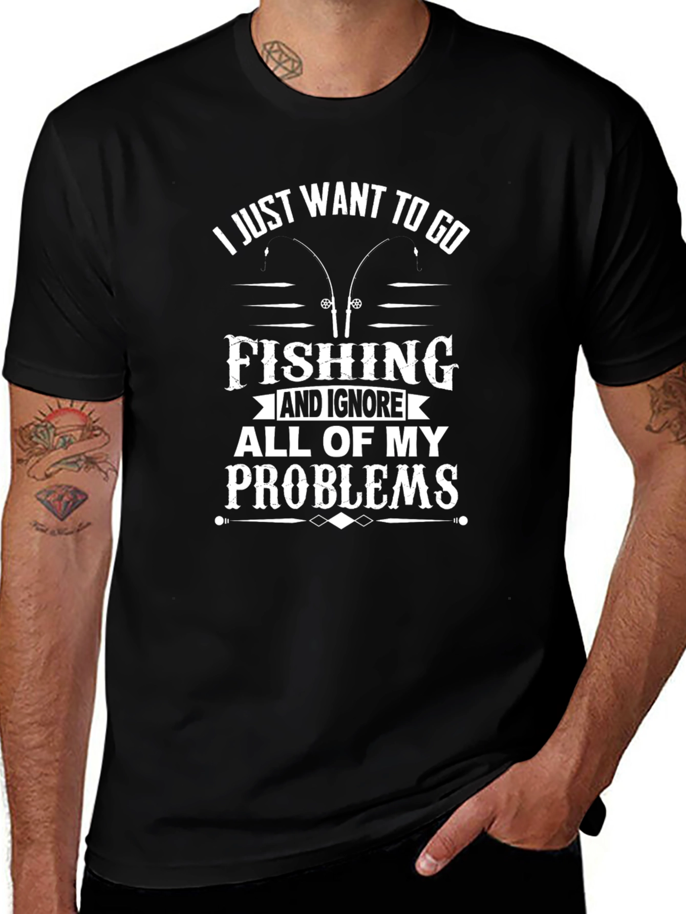 Camiseta Negra Pesca: Ignora Tus Problemas