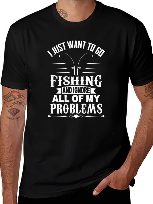 Camiseta Negra Pesca: Ignora Tus Problemas