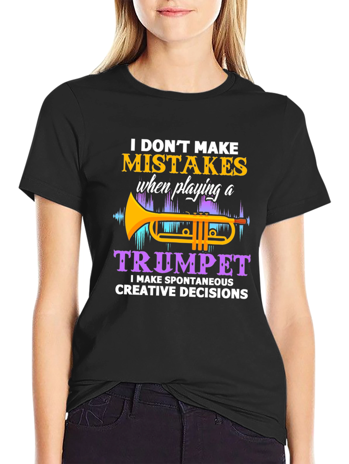 Camiseta Negra con Diseño de Trompeta para Músicos