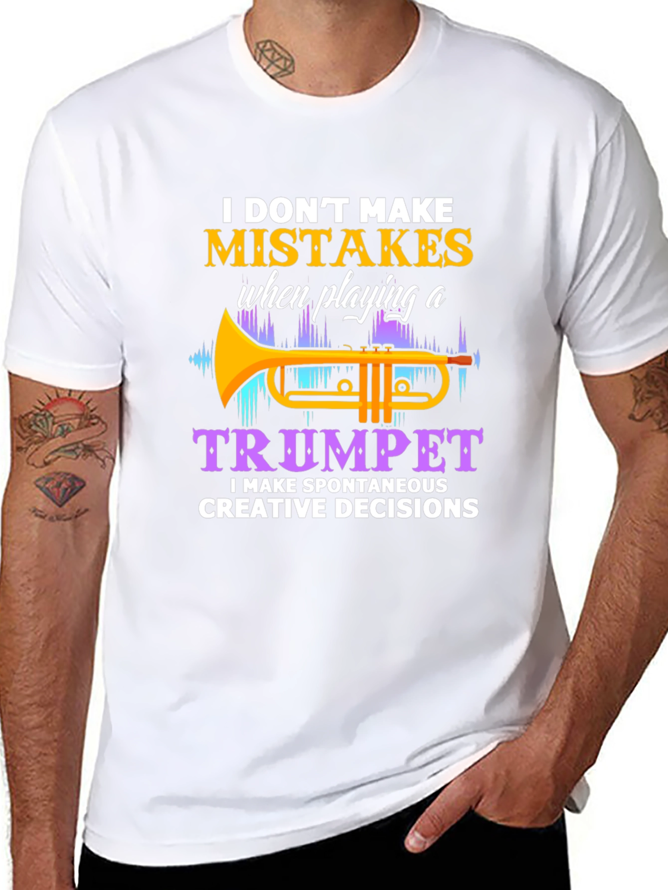 Camiseta Negra con Diseño de Trompeta para Músicos