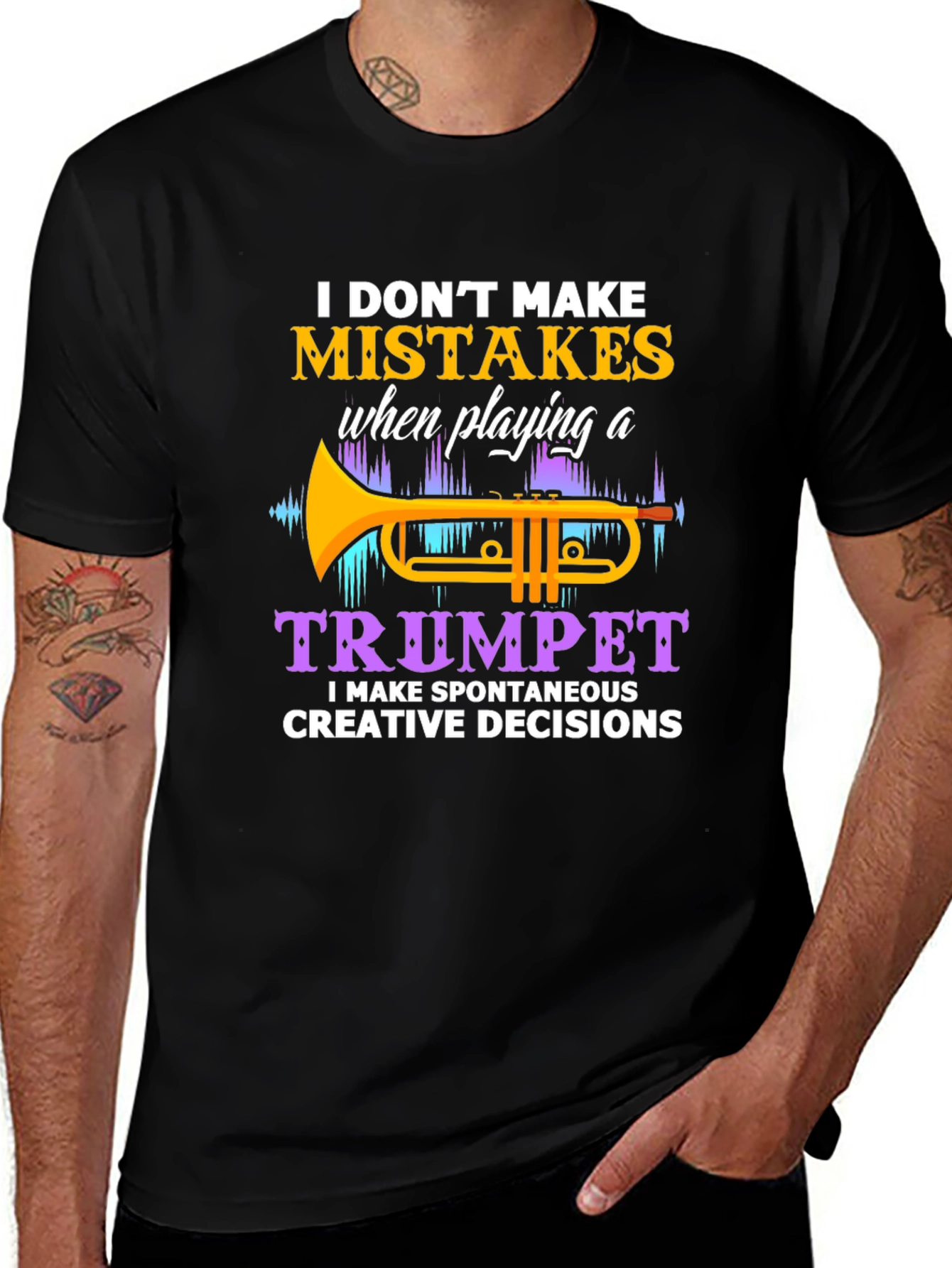 Camiseta Negra con Diseño de Trompeta para Músicos