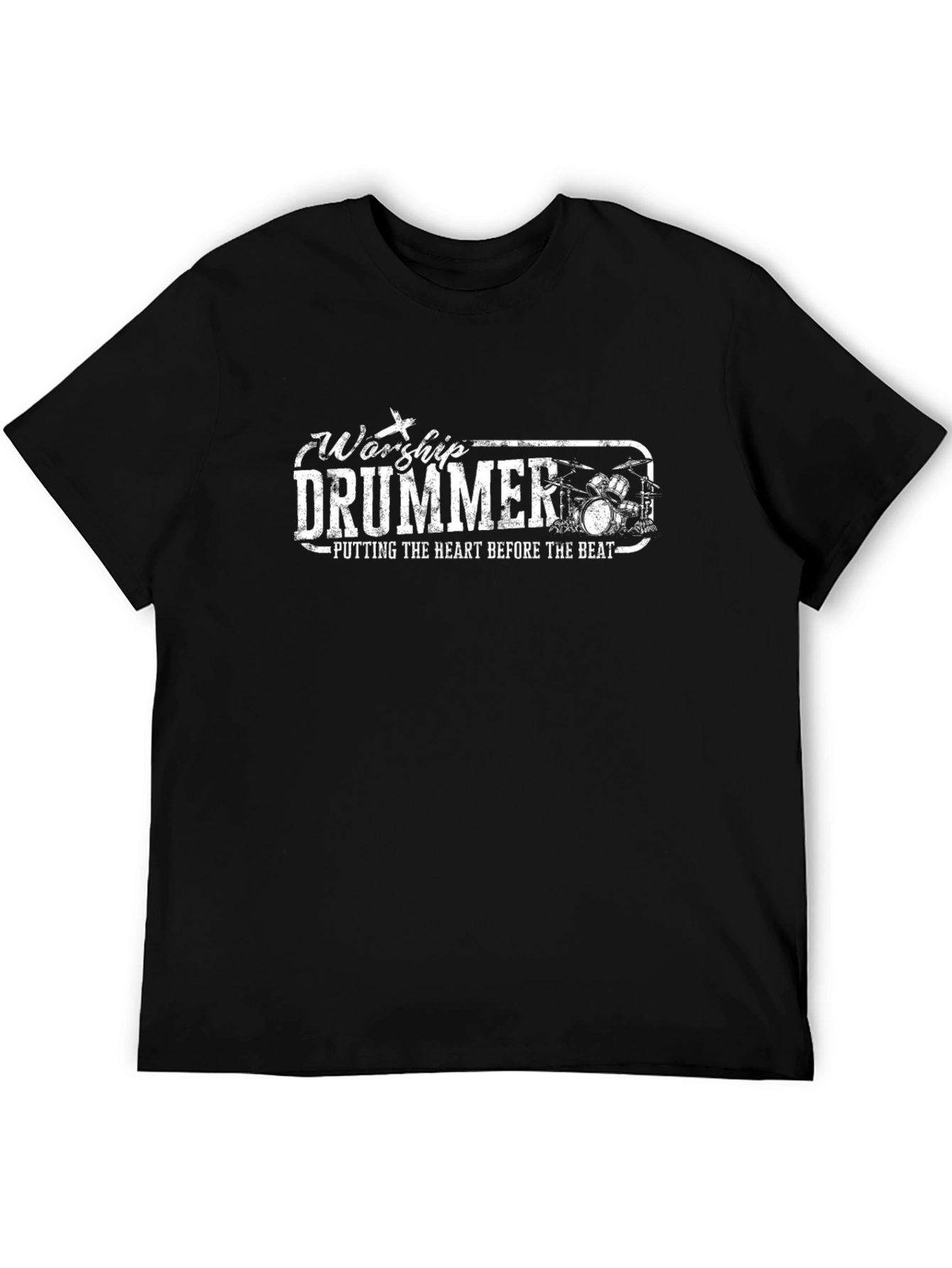 Camiseta Negra Worship Drummer Para Músicos Cristianos