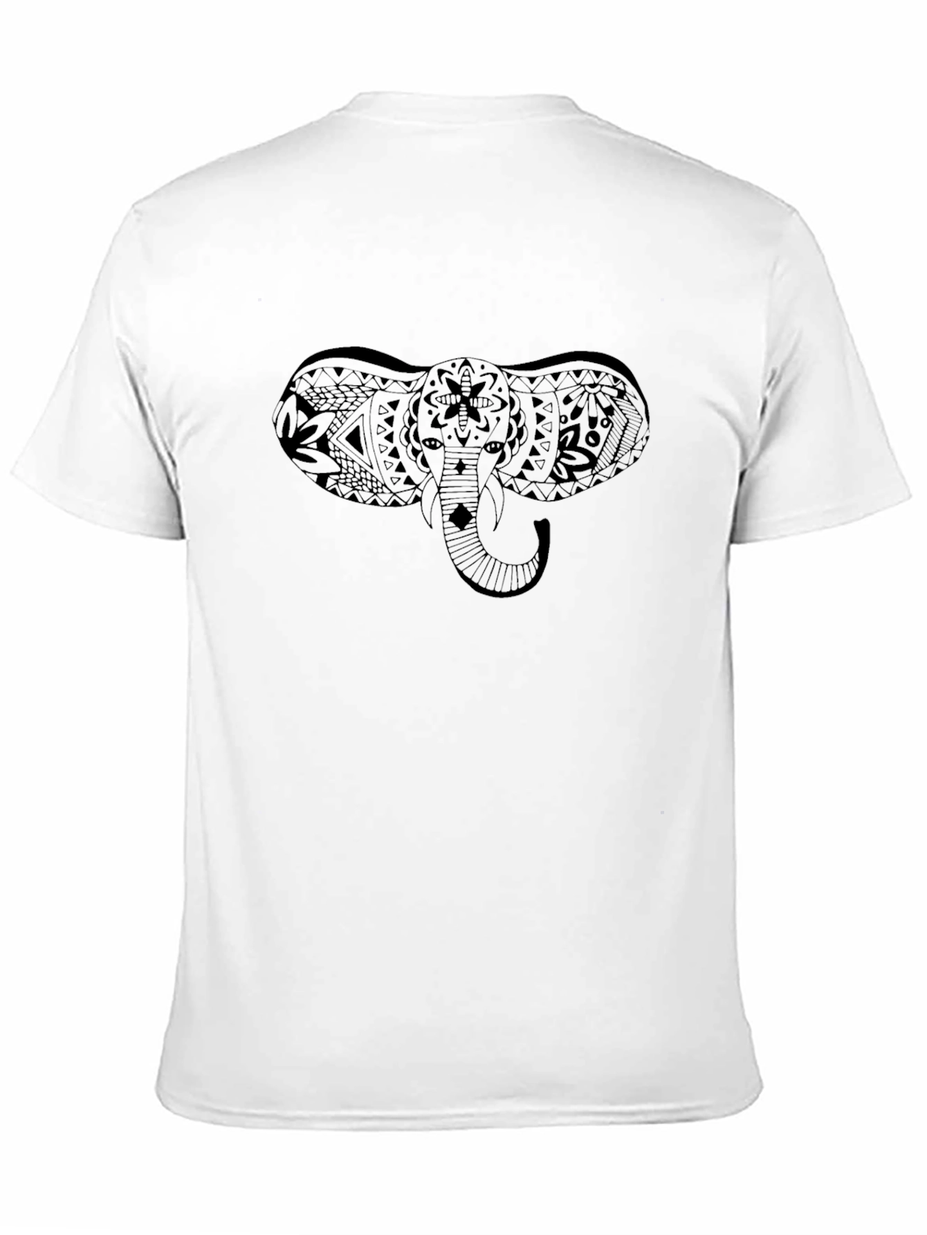 Camiseta Negra Estampado Elefante Tribal