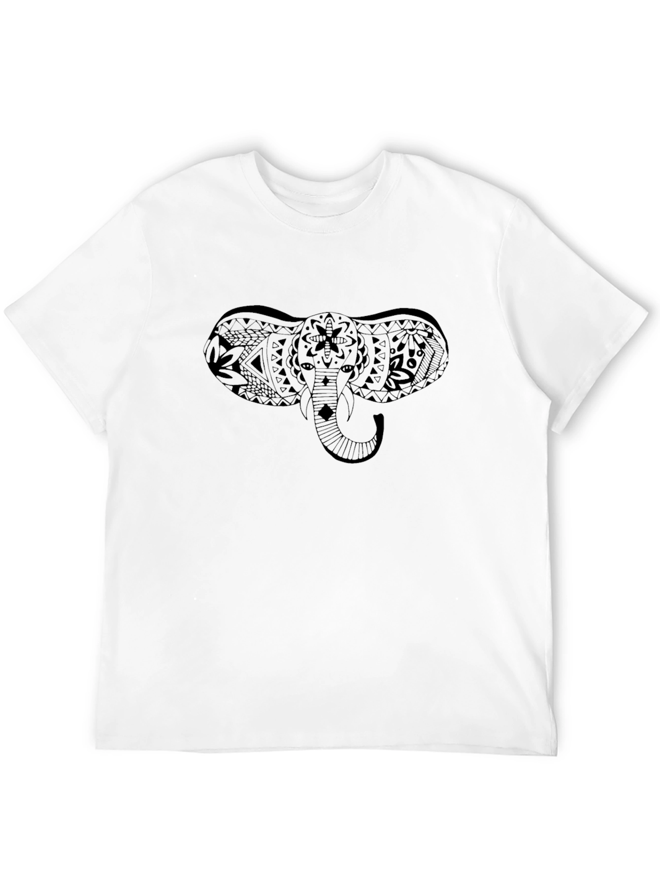 Camiseta Negra Estampado Elefante Tribal