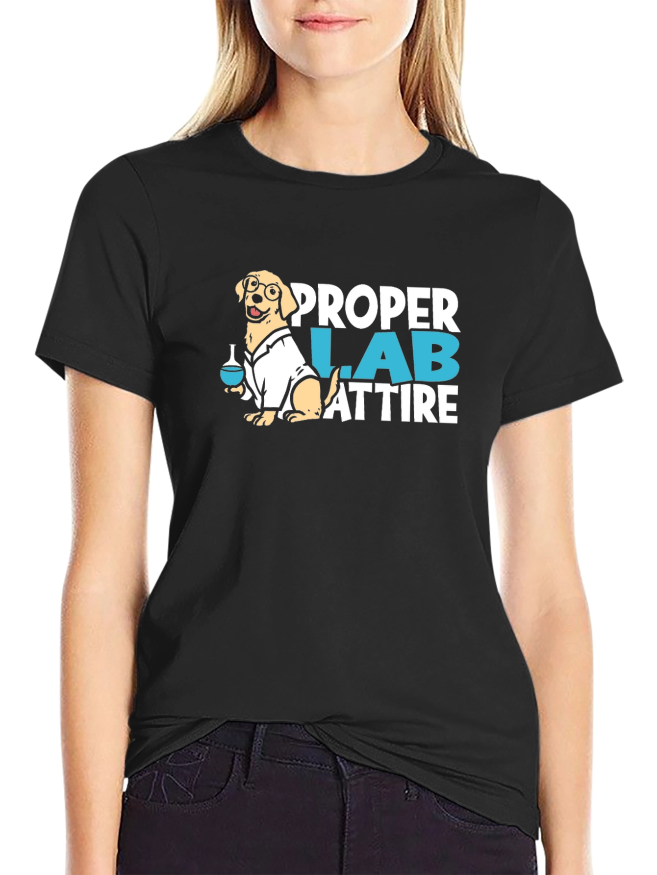 Camiseta Negra con Diseño de Laboratorio Canino