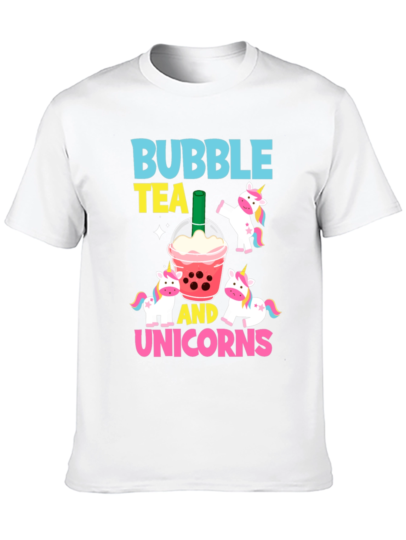 Camiseta Negra Bubble Tea y Unicornios