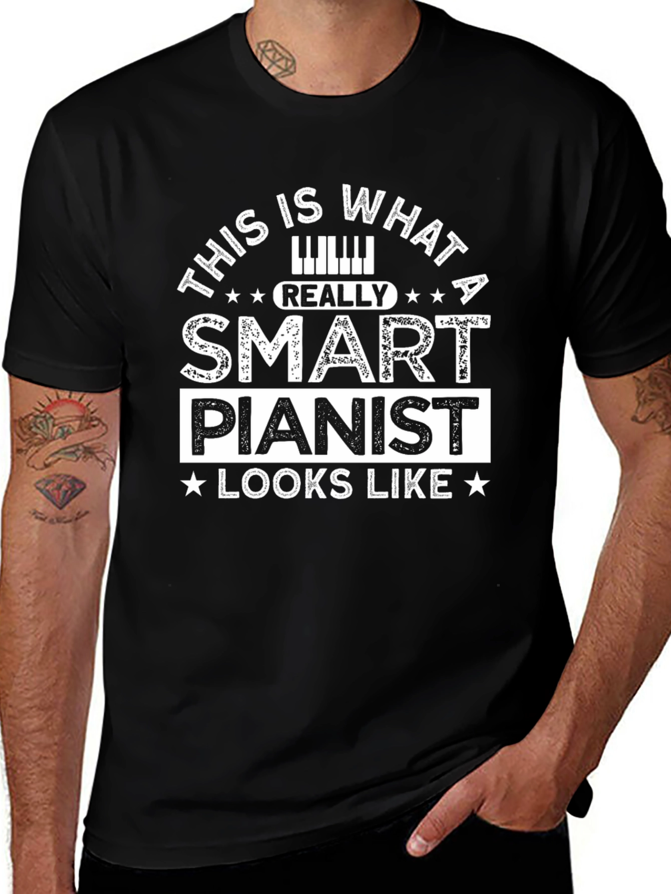 Camiseta Negra: Pianista Inteligente