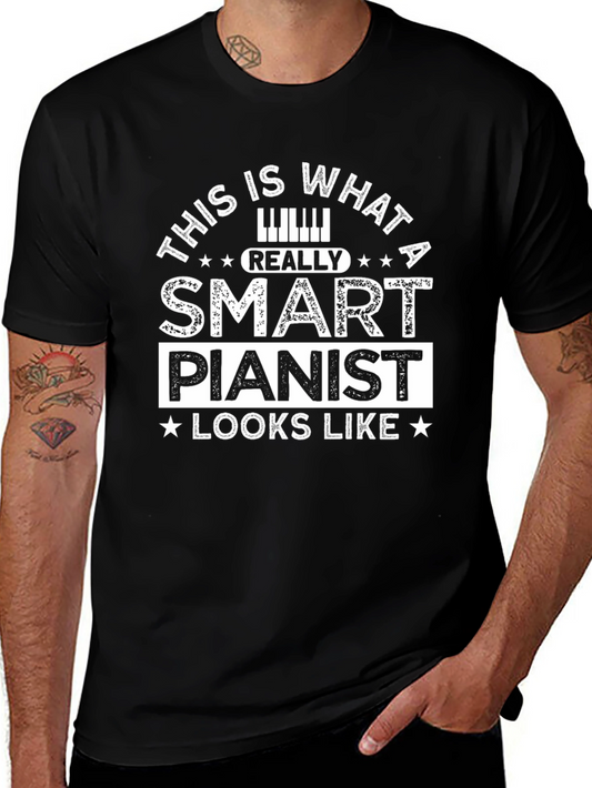 Camiseta Negra: Pianista Inteligente