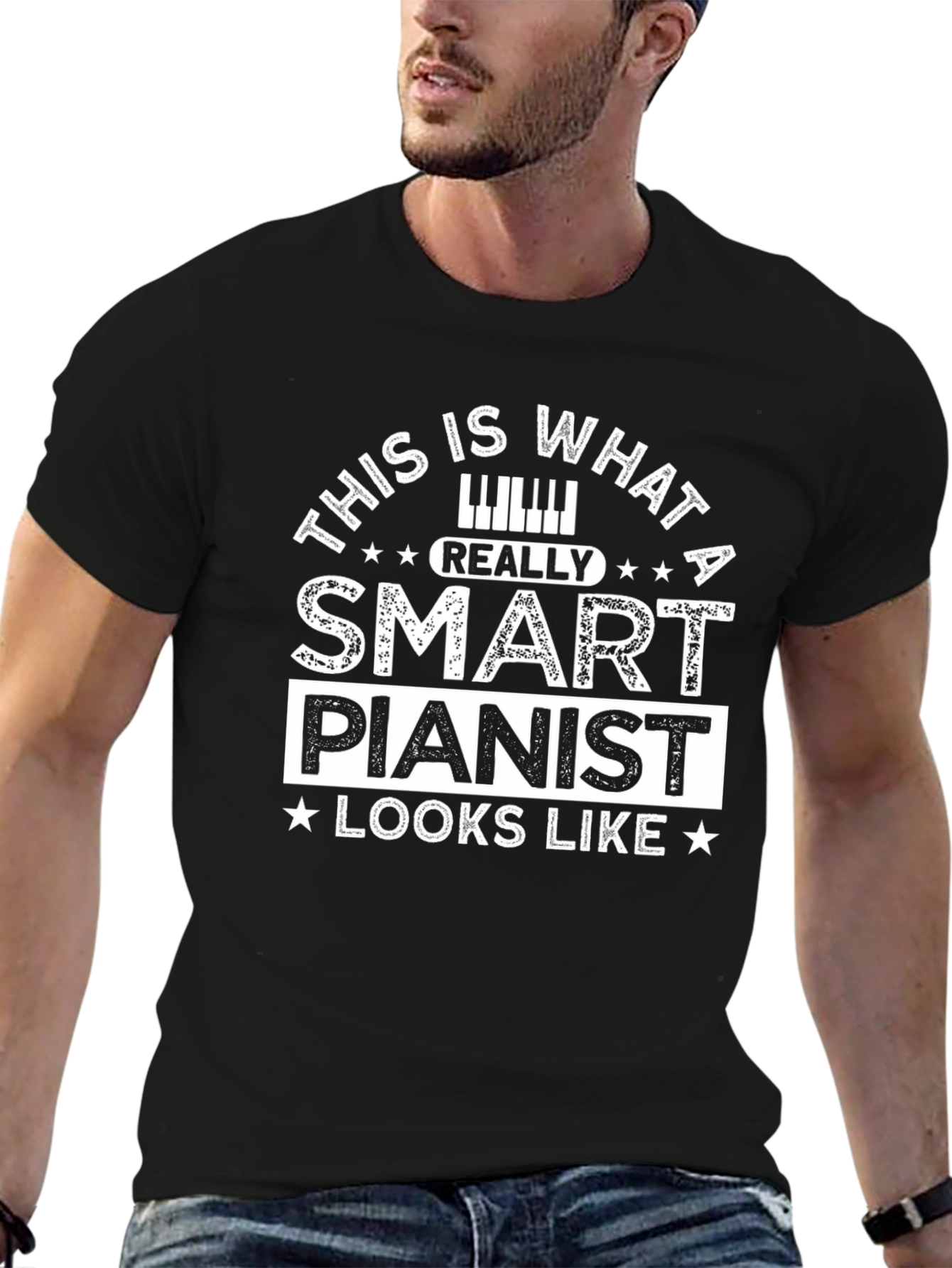 Camiseta Negra: Pianista Inteligente