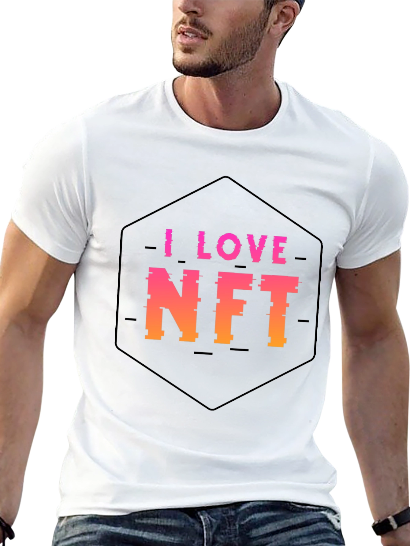 Camiseta Negra I Love NFT Diseño Pixelado