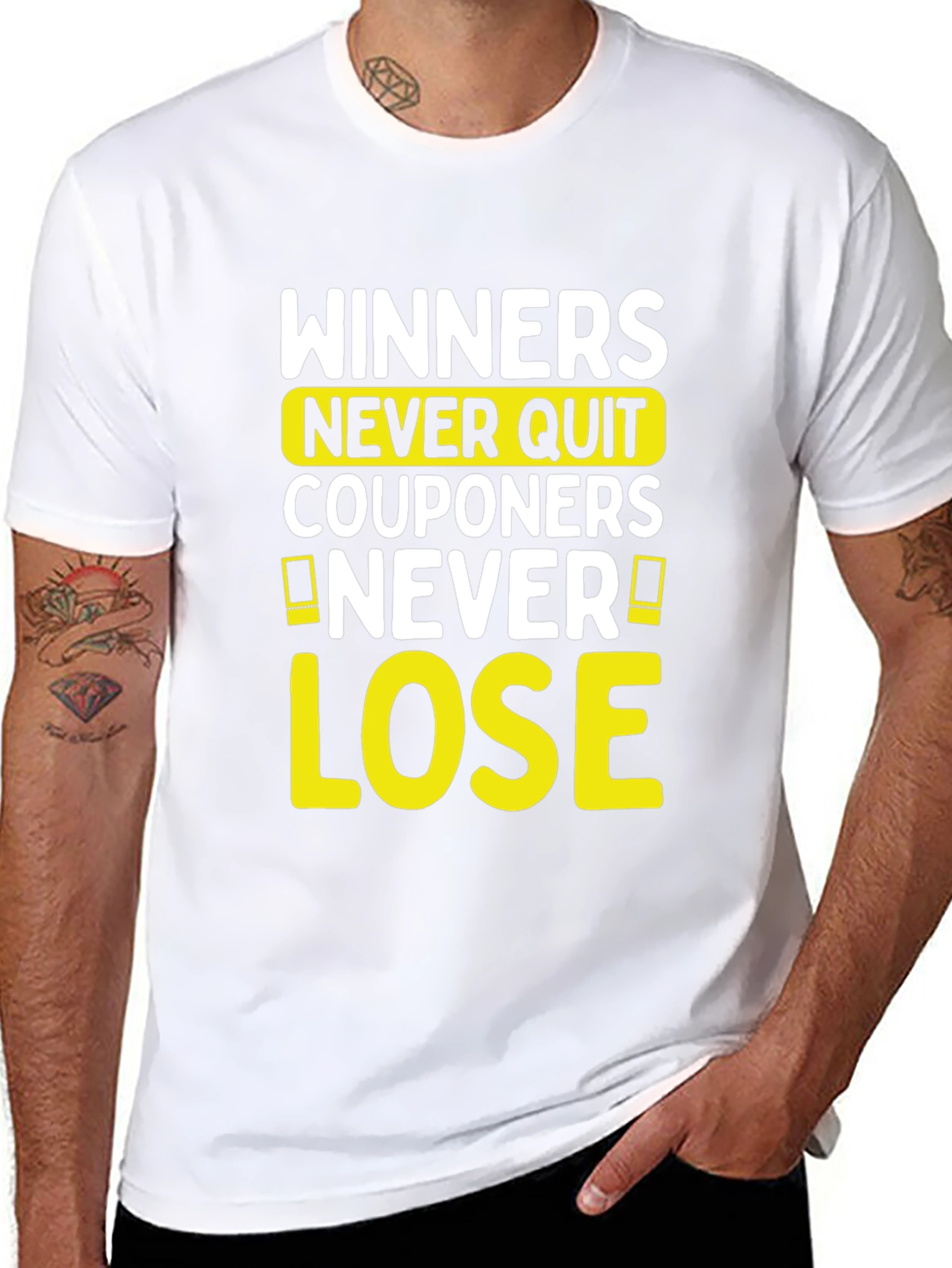 Camiseta Negra con Diseño de Winners Never Quit