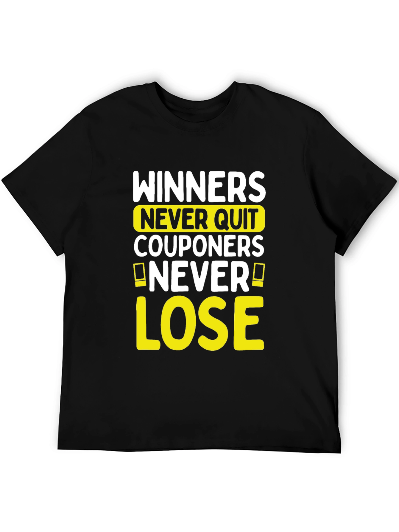 Camiseta Negra con Diseño de Winners Never Quit