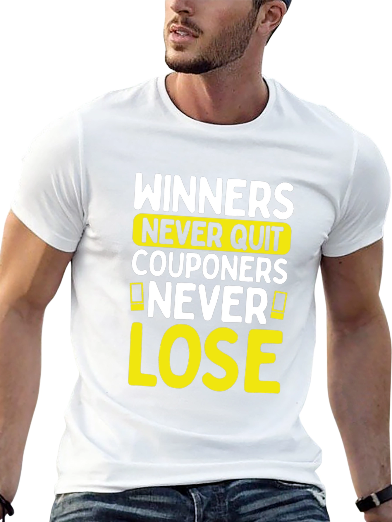 Camiseta Negra con Diseño de Winners Never Quit